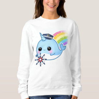 Kapitein Cute kawaii narwhal met regenboog Trui