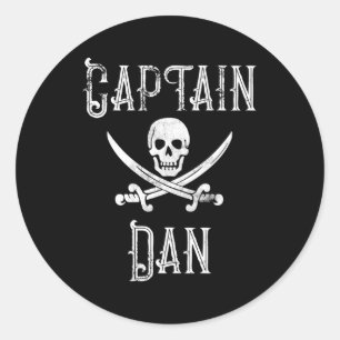 Kapitein Dan gepersonaliseerde Pirate Py Ronde Sticker
