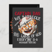 KAPITEIN DAN WE BARBECUE HET LAM VAN GOD ELKE DAG FEESTDAGENKAART (Voorkant / Achterkant)