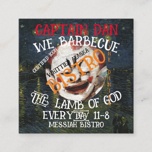 KAPITEIN DAN WE BARBECUE HET LAM VAN GOD ELKE DAG INFORMATIEKAARTJE (Voorkant)