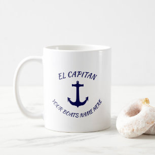 Kapitein El Capitan Blauwe Anker  met  Naam van he Koffiemok
