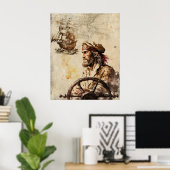  kapitein en schip poster (Thuiskantoor)