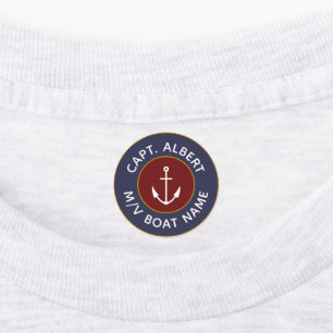 Kapitein, gepersonaliseerd anker Logo ijzer op lab Labels
