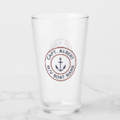 Kapitein, gepersonaliseerd wit blauw anker Logo gl Glas (Achterkant)