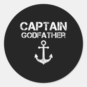 Kapitein Godfather Pontoon Lake Sailor Gevist boot Ronde Sticker