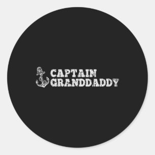 Kapitein Granddaddy Zeilboot Anker Fun Ronde Sticker
