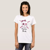 Kapitein Hook Skull & Crochet Hooks (Roze) T-shirt (Voorkant volledig)