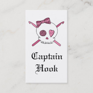 Kapitein Hook Skull & Crochet Hooks (Roze) Visitekaartje