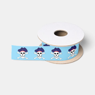 Kapitein Jack & Piratenvlag, Schedel, Blauw/schat Lint