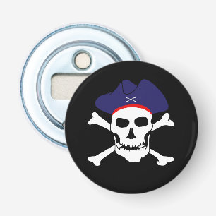 Kapitein Jack & Pirates Vlag, schedel/boetpartij Button Flesopener