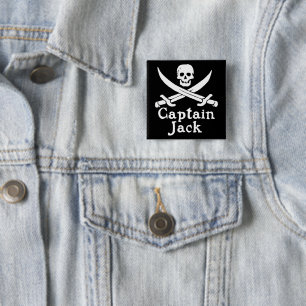 Kapitein Jack Vierkante Button 5,1 Cm