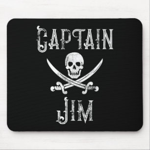 Kapitein Jim gepersonaliseerde Pirate Skull Boat Muismat