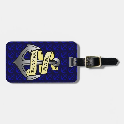 kapitein Jouw naam Anchor Bagagelabel (Voorkant horizontaal)