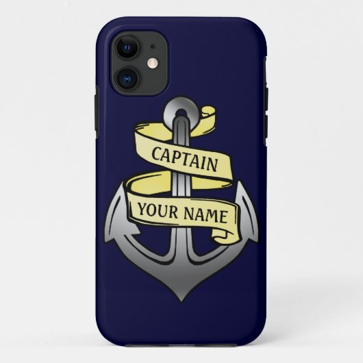 kapitein Jouw naam Anchor Case-Mate iPhone Case (Achterkant)