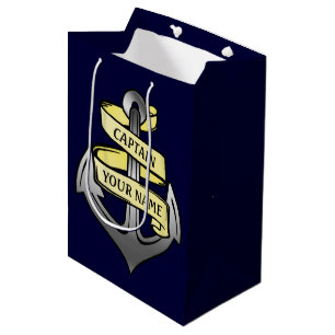  kapitein Jouw naam Anchor Medium Cadeauzakje