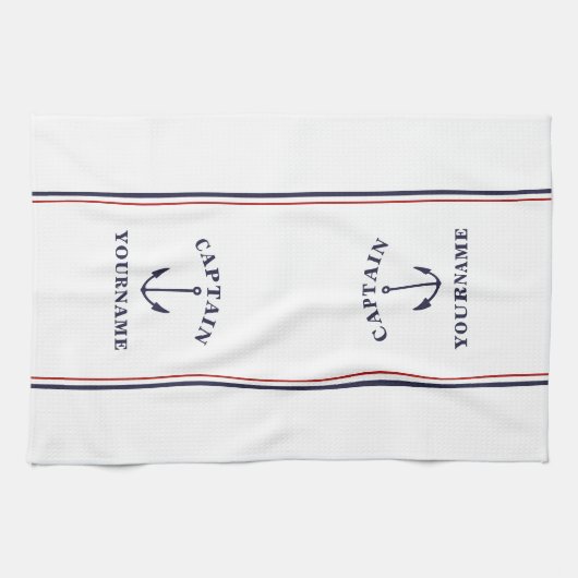 Kapitein Jouw naam Kitchen Keukenhanddoeken, Nauti Theedoek (Horizontaal)