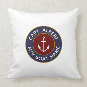 Kapitein Jouw naam Maroon Anchor Logo Kussen