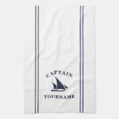 Kapitein Jouw naam Sailboot Kitchen Towel Theedoek (Verticaal)