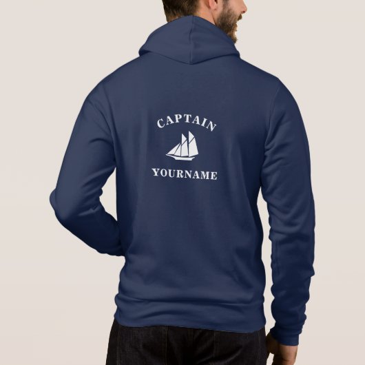 Kapitein Jouw naam Schooner Sailboot Sweatshirt (Achterkant)