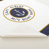 Kapitein Jouw naam White Blue Anchor Sherpa Blanke Sherpa Deken (3/4)