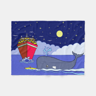 Kapitein Kayak Opgeslagen door walvis Fleece Deken