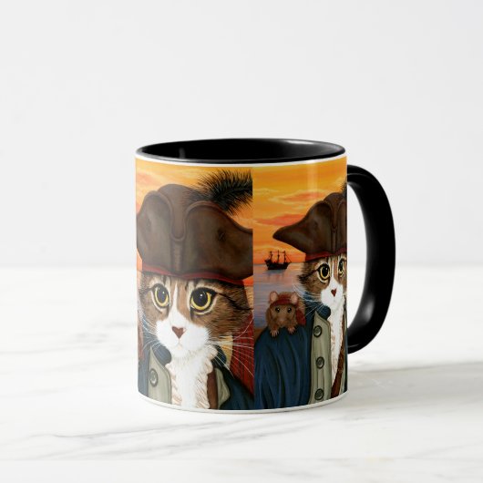 Kapitein Leo, Pirate Cat & Rat Fantasy Art Mok (Voorkant rechts)