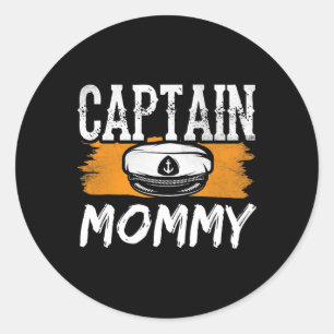 Kapitein Mama Boot Boot Bemanning Schip Moeder Mam Ronde Sticker