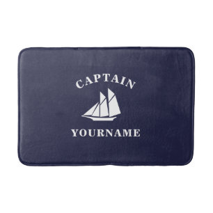 Kapitein met Jouw naam Sailboat Nautical Bath Mat