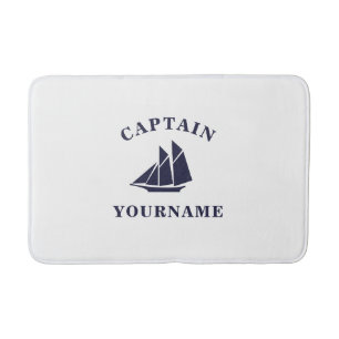 Kapitein met Jouw naam Sailboat Nautical Bath Mat