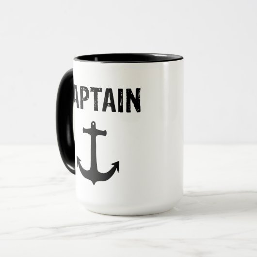 Kapitein, minimalistisch ontwerp mok (Voorkant links)