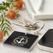 Kapitein Naam Anchor Gold Laurel Afbeelding Back B Sleutelhanger (Voorkant Rechts)