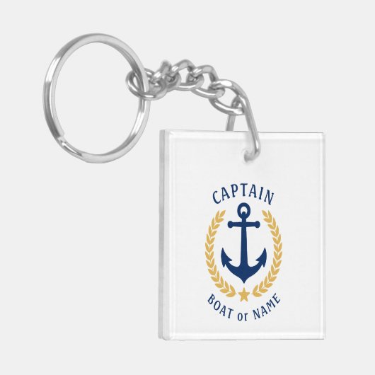 Kapitein Naam Anchor Gold Laurel Afbeelding Back W Sleutelhanger (Voorkant Links)