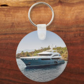 Kapitein Naam Anchor Gold Laurel Foto Back Black Sleutelhanger (Achterkant)