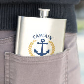 Kapitein Naam Nautical Anchor Gold Style Laurel Flacon (Voorbeeld)