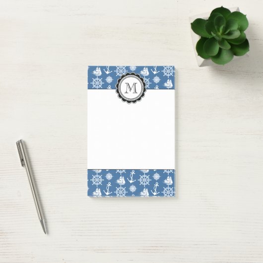 Kapitein Nautical Blue en White Sailor Post-it® Notes (Kantoor)