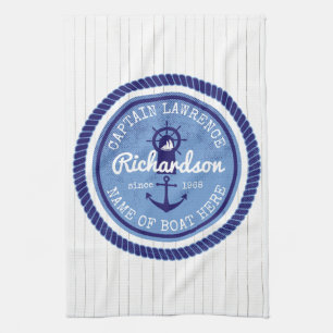 Kapitein  Nautical Rope Anchor Helm Boat Theedoek