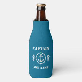 Kapitein of Boat Name Anchor Seahorse Aqua Blue Flesjeskoeler