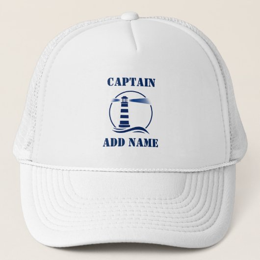 Kapitein of Boat Name Nautical Lighthouse Trucker Pet (Voorkant)