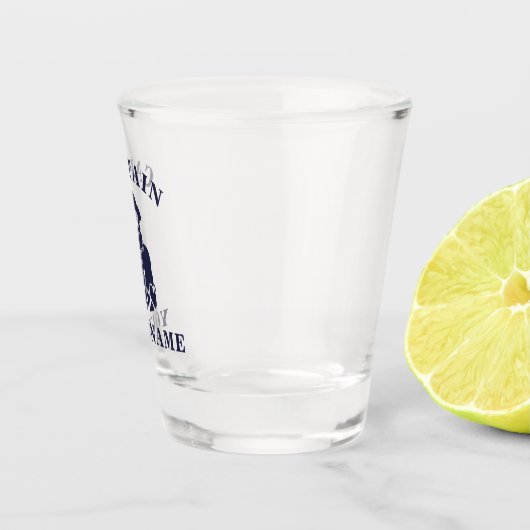 Kapitein Old Scruff met Jouw naam Shot Glass Shot Glas (Rechts)