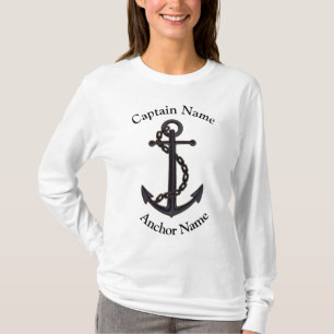 Kapitein, op maat gesneden boot en anker, T-shirt