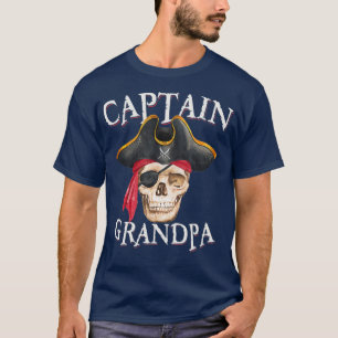 Kapitein opa Halloween Skull Pirate Pet T-shirt