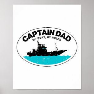 Kapitein Papa Mijn Boot Regels Grappige Eigenaar B Poster