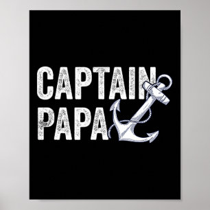 Kapitein Papa Pontoon Geschenk Meer Zeiler Visboot Poster