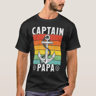 Kapitein Papa  Retro Anchor Pontoon Boat Boa T-shirt