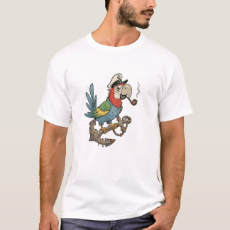 Kapitein Papegaai op Roestig Anker T-shirt