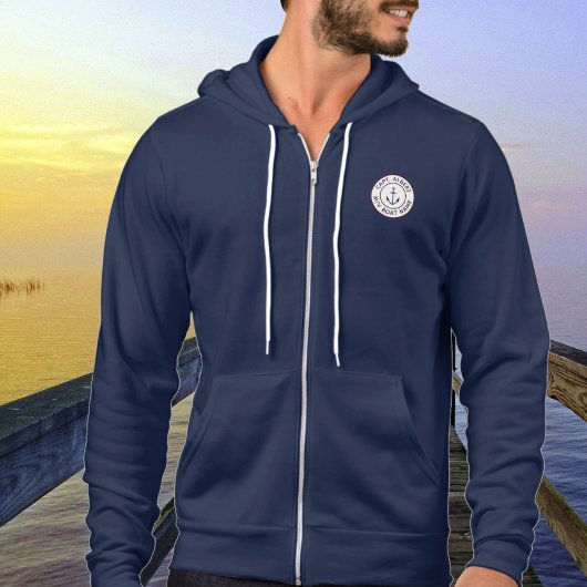 Kapitein Personalized Blue White Anchor Logo Hoodi Hoodie