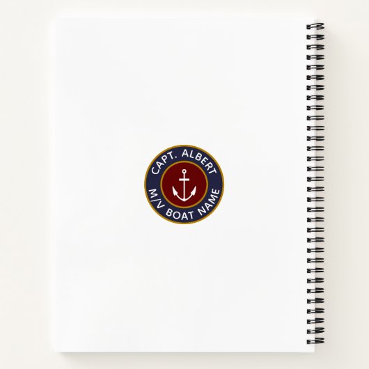 Kapitein Personalized Maroon Anchor Logo Notitiebo Notitieboek (Achterkant)