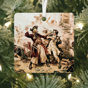 Kapitein, Pirate Blackbeard, Queen Anne's Revenge Metalen Ornament