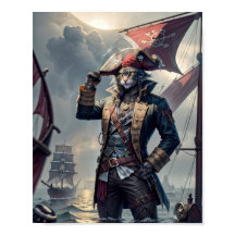 Kapitein Pirate kat op een zinkende galjoen -