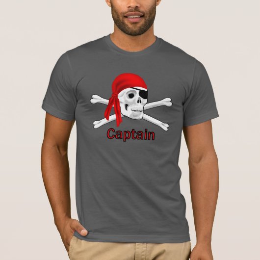 Kapitein Pirate Skull en Botten Mannen T-shirt (Voorkant)
